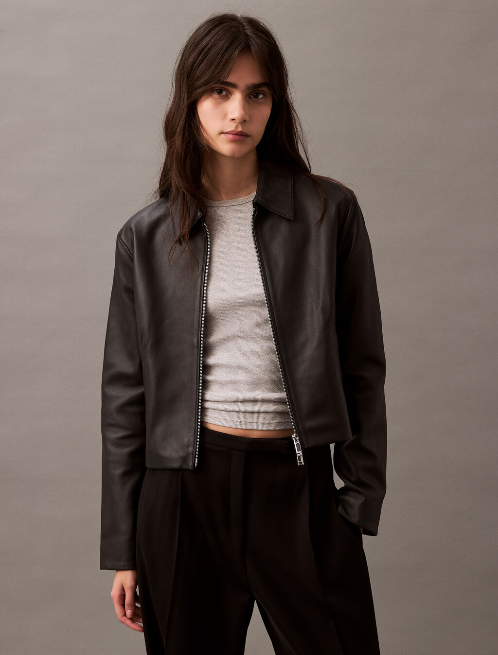 Womens Shortbody Black Leather Jacket